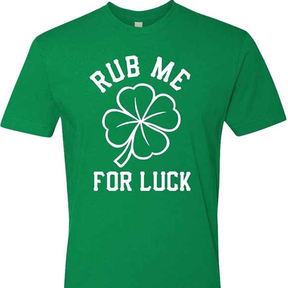 New Rub Me For Luck Shamrock Tee Green T-Shirt - Picture 1 of 2